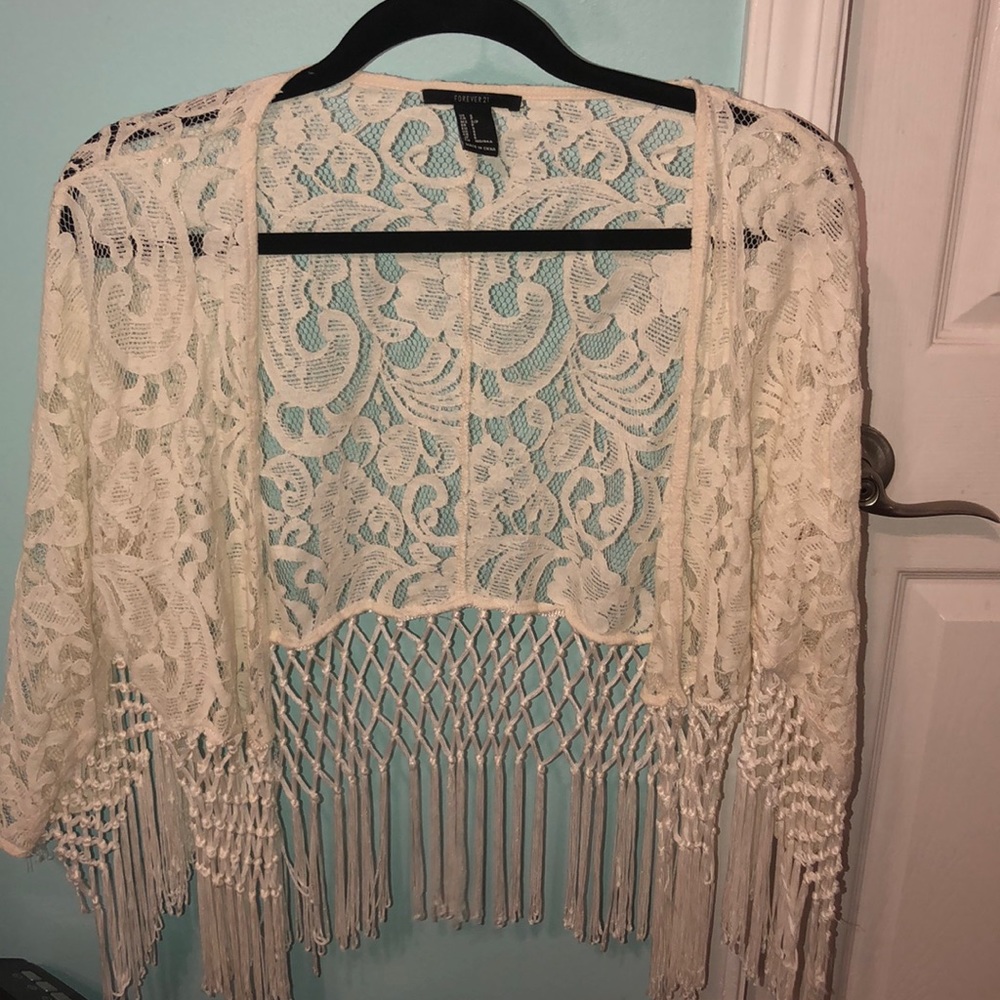 Lace fringe cardigan